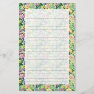 Exotic Blooming Waterverf Cacti Pattern Briefpapier