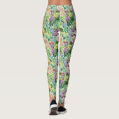 Exotic Blooming Waterverf Cacti Pattern Leggings (Achterkant)