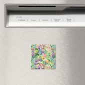 Exotic Blooming Waterverf Cacti Pattern Magneet (Insitu (Vaatwasser))