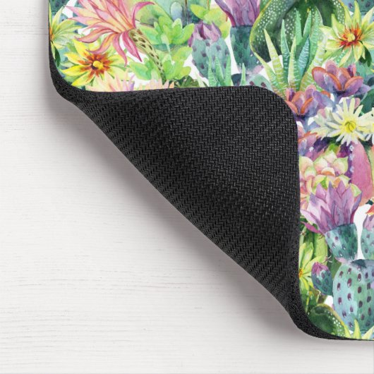 Exotic Blooming Waterverf Cacti Pattern Muismat (Hoek)