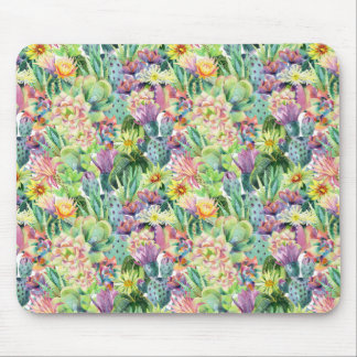 Exotic Blooming Waterverf Cacti Pattern Muismat