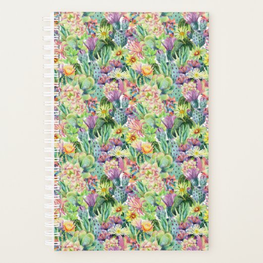 Exotic Blooming Waterverf Cacti Pattern Planner (Voorkant)