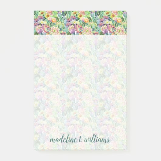 Exotic Blooming Waterverf Cacti Pattern Post-it® Notes (Voorkant)