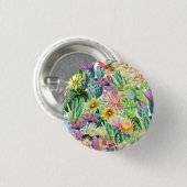 Exotic Blooming Waterverf Cacti Pattern Ronde Button 3,2 Cm (Voorkant /achterkant)
