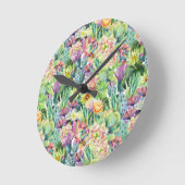 Exotic Blooming Waterverf Cacti Pattern Ronde Klok (Hoek)