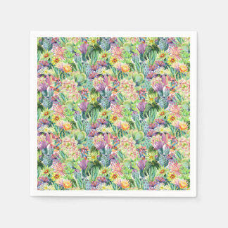 Exotic Blooming Waterverf Cacti Pattern Servet