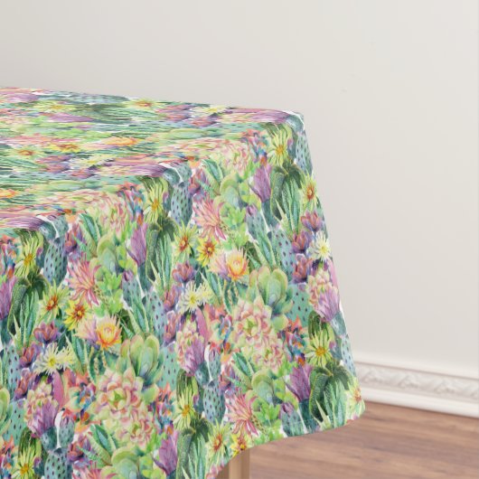 Exotic Blooming Waterverf Cacti Pattern Tafelkleed (Voorbeeld)