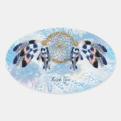 Exotic Blue Dream Catcher Briefpapier Ovale Sticker (Voorkant)