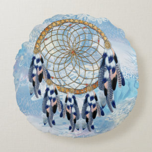 Exotic Blue Dream Catcher Home Decor Rond Kussen