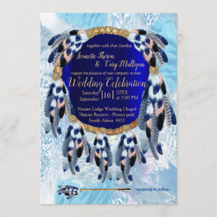 Exotic Blue Dream Catcher Huwelijksuitnodiging Kaart