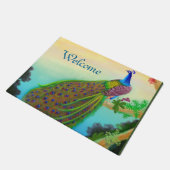 Exotic Blue Indian Peacock Doormat Deurmat (Schuin)