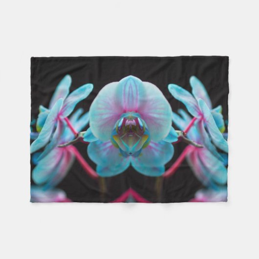 Exotic Blue Orchid Reflection Fleece Deken (Voorkant (Horizontaal))