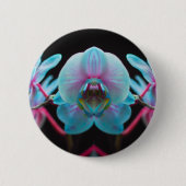 Exotic Blue Orchid Reflection Ronde Button 5,7 Cm (Voorkant)