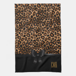 Exotic Brown Leopard Animal   Monogram Theedoek