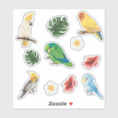 Exotic charmant bébé perroquets sauvage Sticker Tr (Feuille)