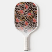 Exotic Cheetah Hibiscus Floral Pattern Custom Text Pickleball Paddle (Voorkant)