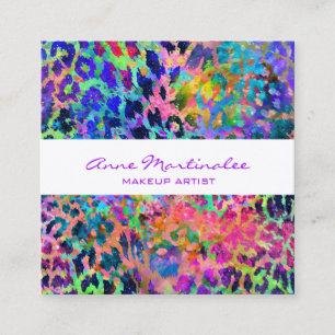 Exotic Colorful Animal Print Square Visitekaartje