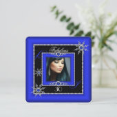 Exotic Fabulous Royal Blue Silver Snowflake Foto Kaart (Staand voorkant)