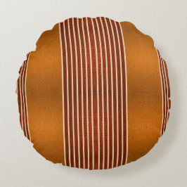 Exotic Faux Snake Leather & Linear Stripe Pumpkin Rond Kussen
