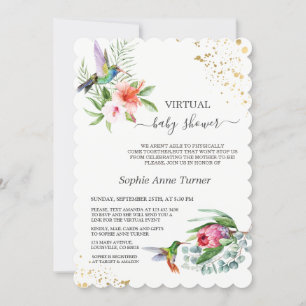 Exotic Floral Hummingbird Virtual Baby shower Kaart
