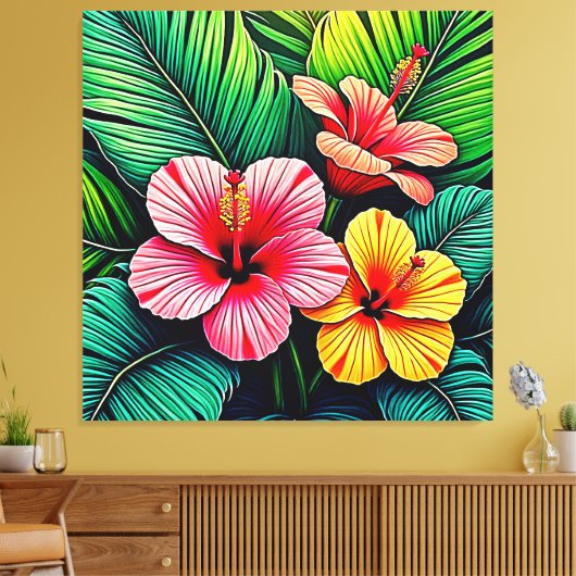 Exotic Flower Garden Dreams Canvas Afdruk (Insitu (Woonkamer))