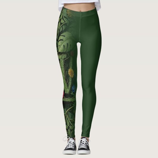 Exotic Forest Floral Monogram Aesthetic Wrap Leggings (Voorkant)