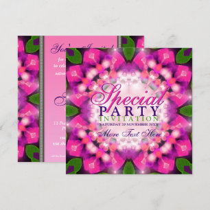 Exotic Girly Pink Paarse Speciale Uitnodigingen vo