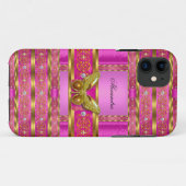 Exotic Gold Hot Pink Butterfly Diamond Case-Mate iPhone Case (Achterkant (horizontaal))