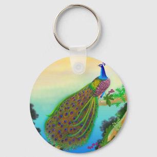 Exotic Green Peacock Sleutelhanger