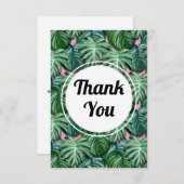Exotic Green Tropical Feuille Motif Merci (Devant / Derrière)