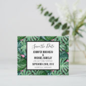 Exotic Green Tropical Leaders Pattern Save the Dat Aankondigingskaart (Staand voorkant)