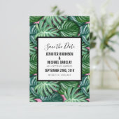 Exotic Green Tropical Leaders Pattern Save the Dat Date (Staand voorkant)