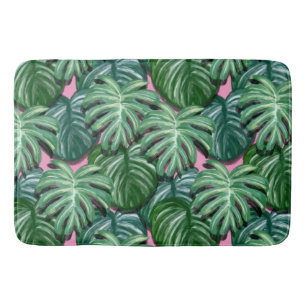 Exotic Green Tropical Leaves Pattern Badmat