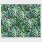 Exotic Green Tropical Leaves Pattern Cadeaupapier (Vlak)