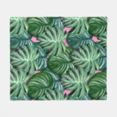 Exotic Green Tropical Leaves Pattern Fleece Deken (Voorkant (Horizontaal))