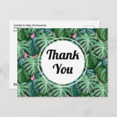 Exotic Green Tropical Leaves Pattern Hartelijk dan Briefkaart (Voorkant / Achterkant)