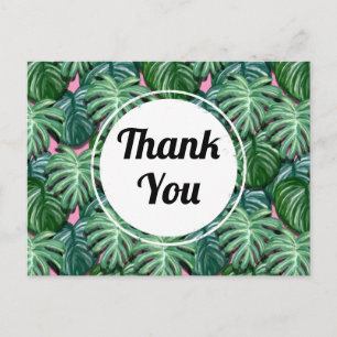 Exotic Green Tropical Leaves Pattern Hartelijk dan Briefkaart