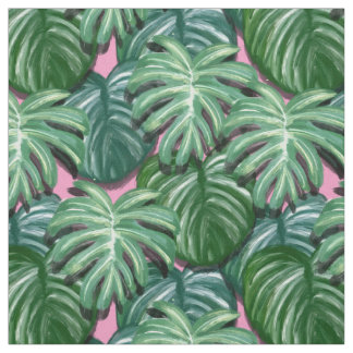 Exotic Green Tropical Leaves Pattern Stof