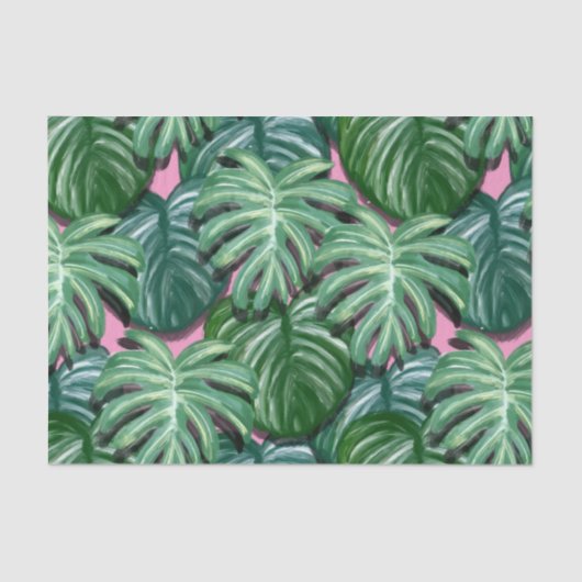 Exotic Green Tropical Leaves Pattern Tissuepapier (Voorkant)