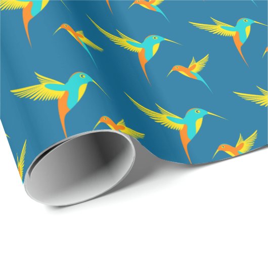 Exotic Hummingbird Blue Cadeaupapier (Rol Hoek)
