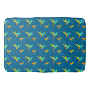 Exotic Hummingbird Pattern Blue Badmat