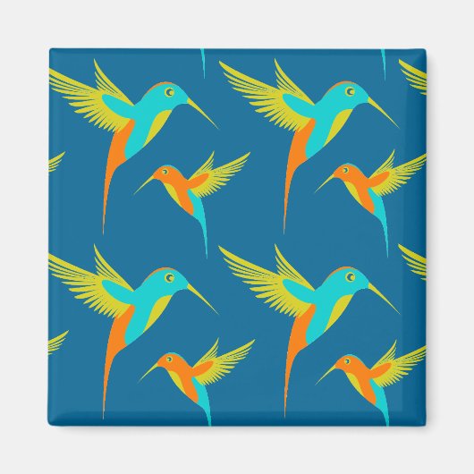 Exotic Hummingbird Pattern Blue Magneet (Voorkant)