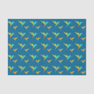Exotic Hummingbird Pattern Blue Tissuepapier