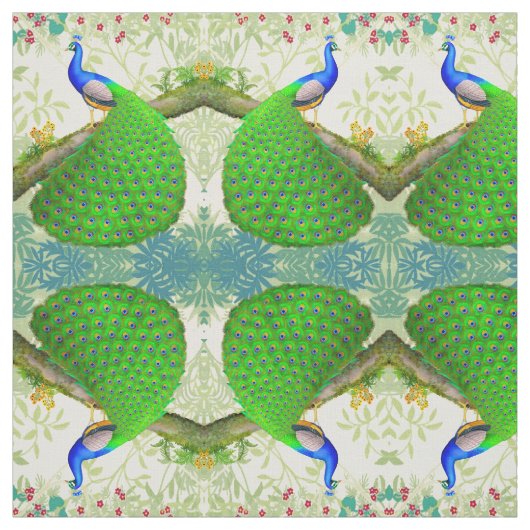 Exotic Indian Blue Peacock Fabric Stof (Swatch)