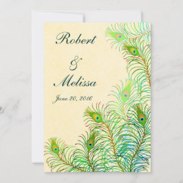 Exotic Indian Peacock Feathers Weddenschap Kaart