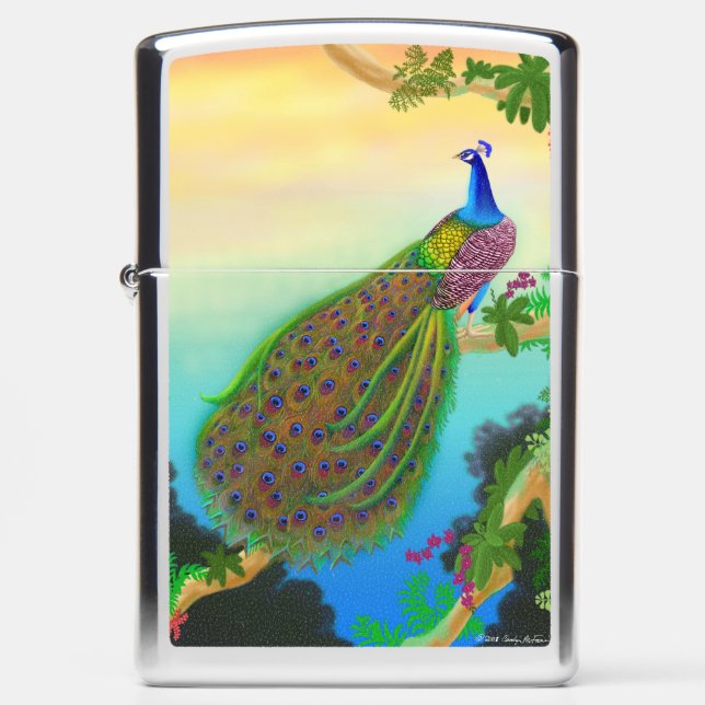 Exotic Indian Peacock Zippo Lighter (Voorkant)