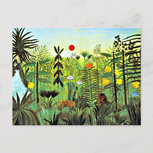 Exotic Landscape with Lion and Lioness, Briefkaart (Voorkant)