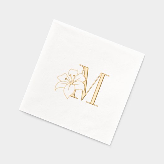 Exotic Lily Flower Monogram Initiaal Folie Servetten (Links)
