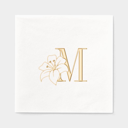 Exotic Lily Flower Monogram Initiaal Folie Servetten (Voorkant)
