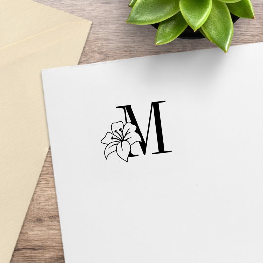 Exotic Lily Flower Monogram Initiaal Self-inking S Rubberstempel